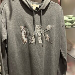 Michael Kors Gray Sequin Logo Hoodie